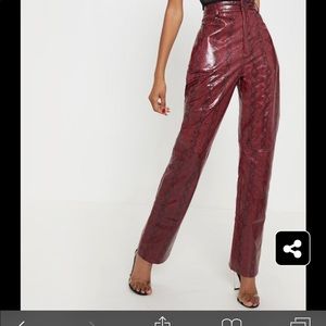 Red snake skin pants PrettyLittleThing